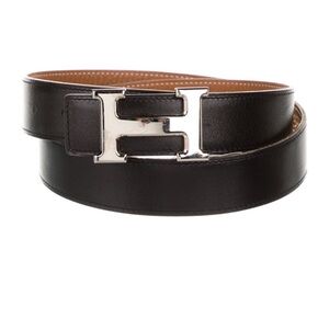 Hermes Classic Black Belt with Silver H Buckle